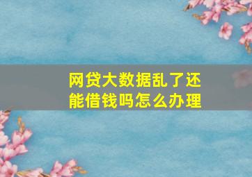 网贷大数据乱了还能借钱吗怎么办理