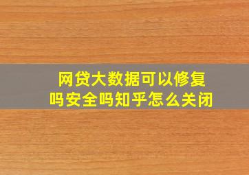 网贷大数据可以修复吗安全吗知乎怎么关闭