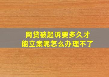 网贷被起诉要多久才能立案呢怎么办理不了