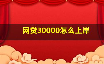 网贷30000怎么上岸