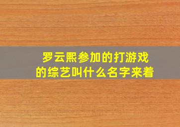 罗云熙参加的打游戏的综艺叫什么名字来着