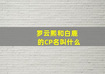 罗云熙和白鹿的CP名叫什么