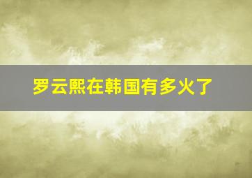 罗云熙在韩国有多火了