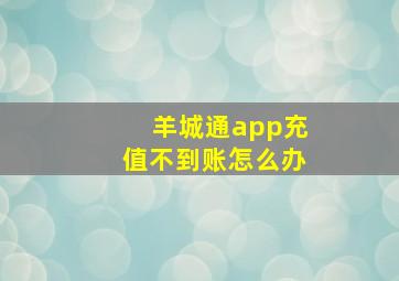 羊城通app充值不到账怎么办