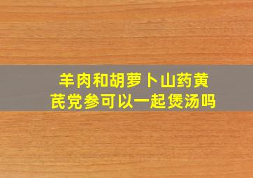 羊肉和胡萝卜山药黄芪党参可以一起煲汤吗