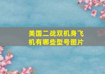 美国二战双机身飞机有哪些型号图片