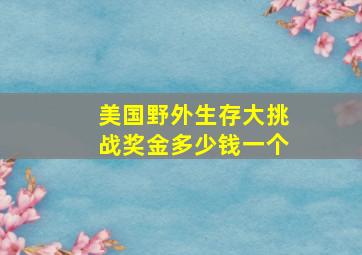 美国野外生存大挑战奖金多少钱一个