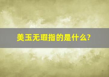 美玉无瑕指的是什么?