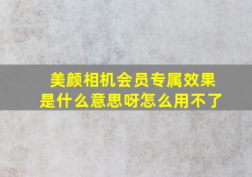 美颜相机会员专属效果是什么意思呀怎么用不了