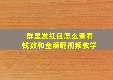 群里发红包怎么查看钱数和金额呢视频教学