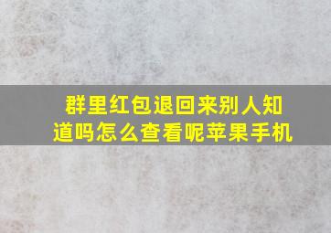 群里红包退回来别人知道吗怎么查看呢苹果手机