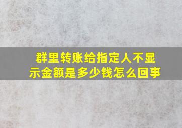 群里转账给指定人不显示金额是多少钱怎么回事