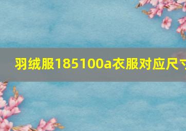 羽绒服185100a衣服对应尺寸