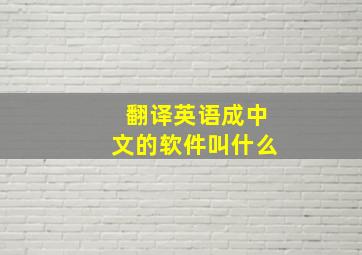 翻译英语成中文的软件叫什么