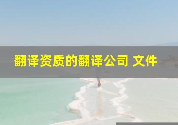 翻译资质的翻译公司 文件