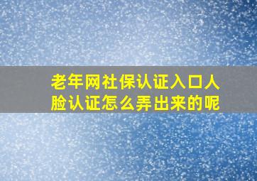 老年网社保认证入口人脸认证怎么弄出来的呢