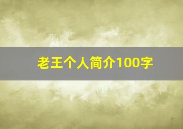 老王个人简介100字