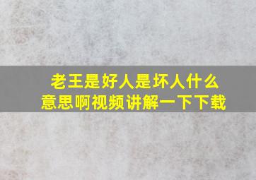 老王是好人是坏人什么意思啊视频讲解一下下载