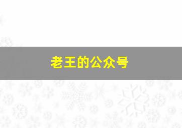 老王的公众号