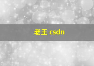 老王 csdn