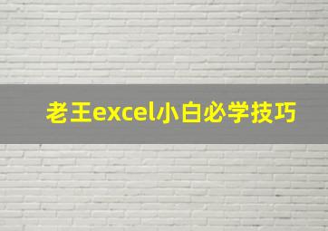 老王excel小白必学技巧