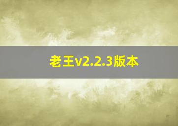 老王v2.2.3版本