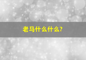 老马什么什么?