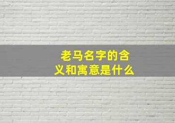 老马名字的含义和寓意是什么