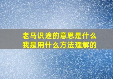 老马识途的意思是什么我是用什么方法理解的