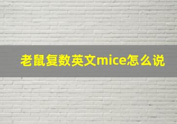 老鼠复数英文mice怎么说