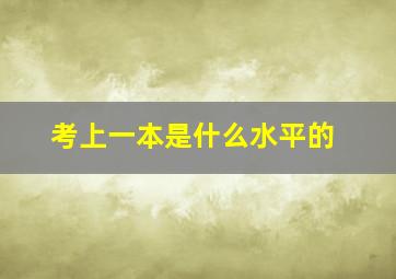 考上一本是什么水平的