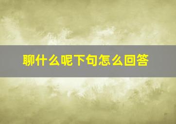 聊什么呢下句怎么回答