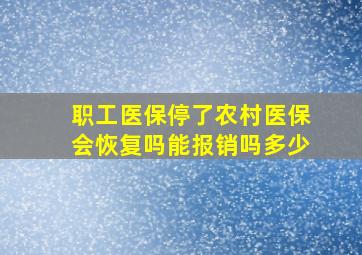 职工医保停了农村医保会恢复吗能报销吗多少