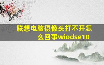 联想电脑摄像头打不开怎么回事wiodse10