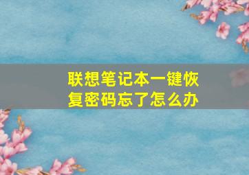 联想笔记本一键恢复密码忘了怎么办