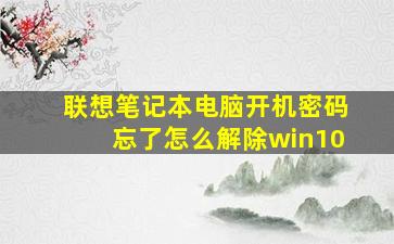 联想笔记本电脑开机密码忘了怎么解除win10