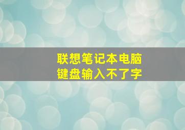 联想笔记本电脑键盘输入不了字