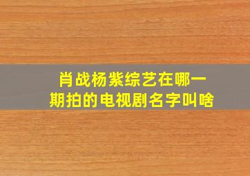 肖战杨紫综艺在哪一期拍的电视剧名字叫啥