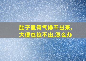 肚子里有气排不出来,大便也拉不出,怎么办