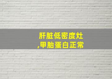 肝脏低密度灶,甲胎蛋白正常