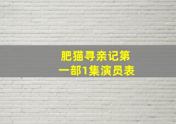 肥猫寻亲记第一部1集演员表