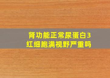 肾功能正常尿蛋白3+红细胞满视野严重吗