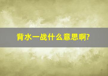 背水一战什么意思啊?