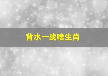 背水一战啥生肖