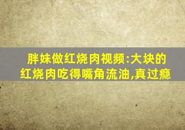 胖妹做红烧肉视频:大块的红烧肉吃得嘴角流油,真过瘾