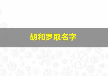 胡和罗取名字