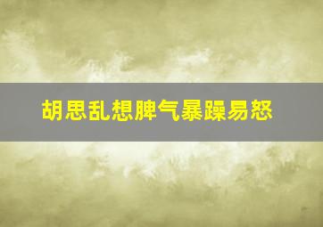 胡思乱想脾气暴躁易怒