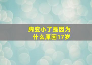 胸变小了是因为什么原因17岁