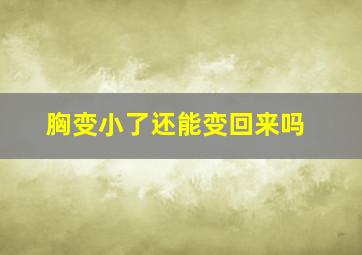 胸变小了还能变回来吗