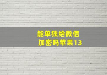 能单独给微信加密吗苹果13